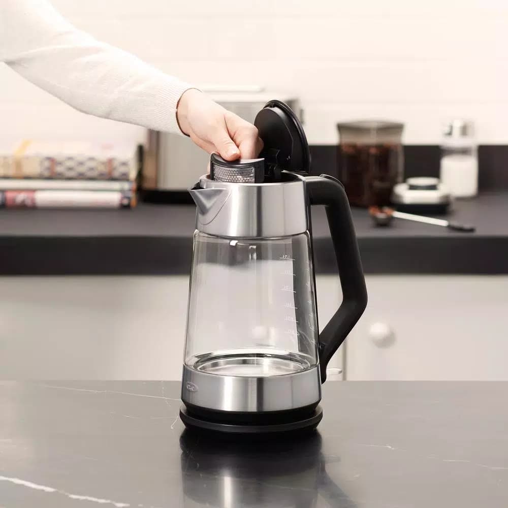 OXO 7.4-Cup Black Stainless Steel Cordless Electric Kettle, 1.75L with Auto Shut-Off