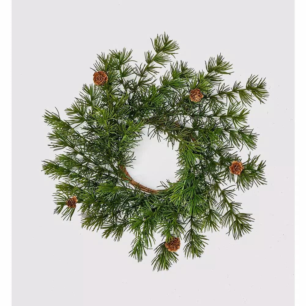 Unbranded Pine Candle Ring with Real Pine Cones and Greenery, 4.5 inch Inner Diameter
