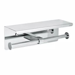 Alpine Industries Double Post Toilet Paper Holder with Storage Shelf, Chrome Finish thumbnail 2