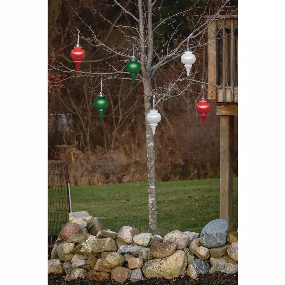 Xodus Innovations 9 in. Red LED Outdoor Hanging Finial Ornament with Light Sensor and Timer