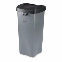 Rubbermaid Commercial Products Untouchable 23 Gal. Black Square Trash Can Swing Top Lid thumbnail 3