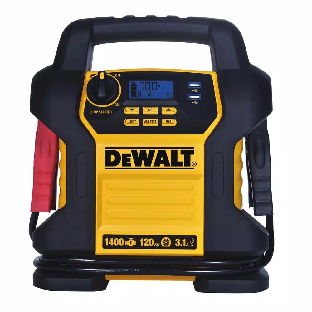 DEWALT 1400 Peak Amp Jump Starter with 120 PSI Digital Air Compressor and LED Work Light
