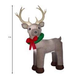 Home Accents Holiday 11 ft. Pre-Lit Giant Airblown Inflatable Fuzzy Reindeer with LED Lights thumbnail 4