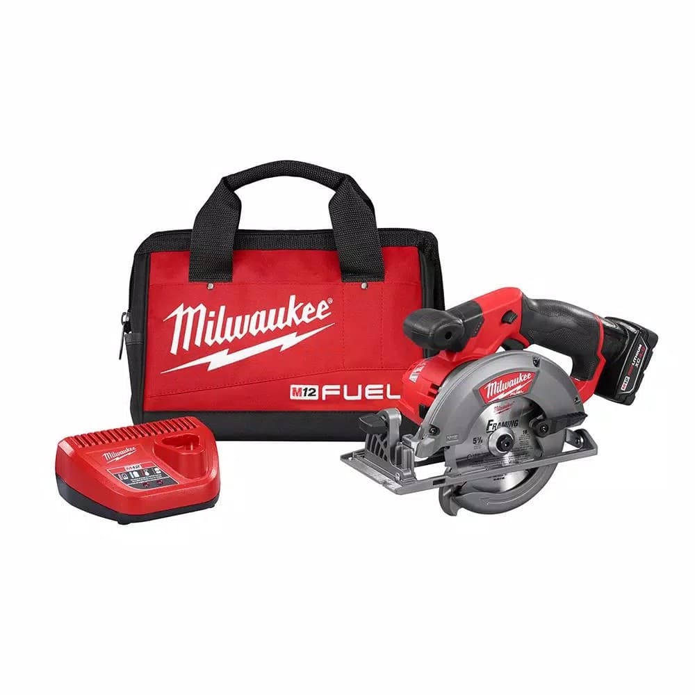 Milwaukee M12 FUEL 5-3/8 in. Brushless Cordless Circular Saw Kit with 4.0 Ah Battery and Charger