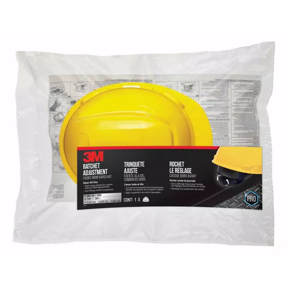 3M Non-Vented Hard Hat with 4-Point Ratchet Adjustment, Yellow