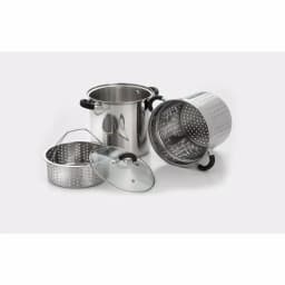 ExcelSteel 8 Qt. Stainless Steel Multi-Cooker Stock Pot Set with Steamer Insert and Silicone Handles thumbnail 1