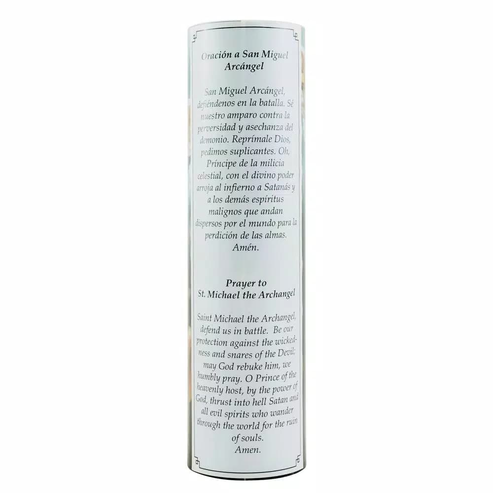 Stonebriar Collection 8 in. St. Michael LED Flameless Prayer Candle - English & Spanish