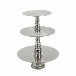 LITTON LANE 23 in. Polished Silver Aluminum 3-Tiered Round Rimless Cake Stand thumbnail 1