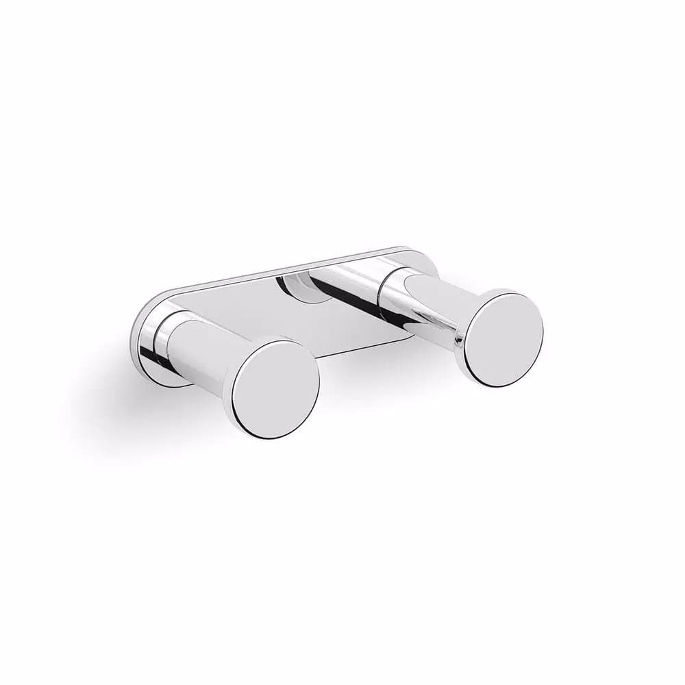 WS Bath Collections Ice Double Robe Hook in Polished Chrome - Solid Brass Modern Bathroom Hook