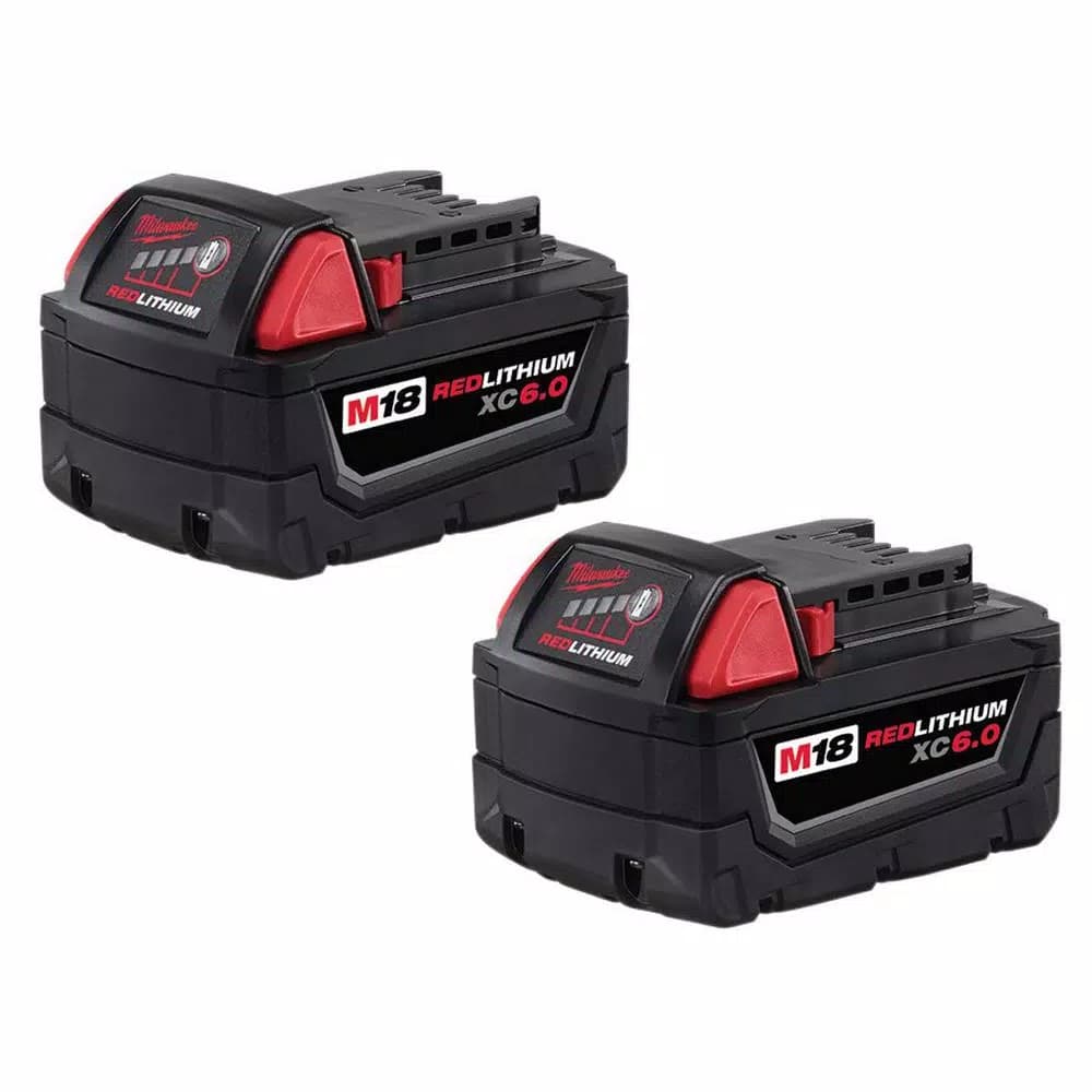 Milwaukee M18 REDLITHIUM XC 6.0 Ah 18V Lithium-Ion Battery Pack (2-Pack)