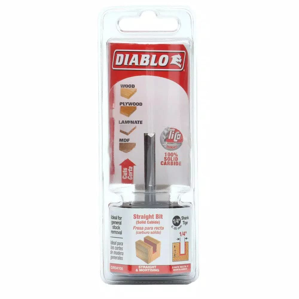 Diablo 1/4 in. x 1 in. Solid Carbide Straight Router Bit