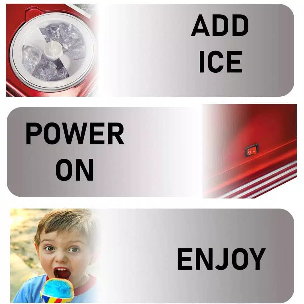 Nostalgia Retro Red Countertop Snow Cone Machine, 300 oz. Capacity Ice Crusher