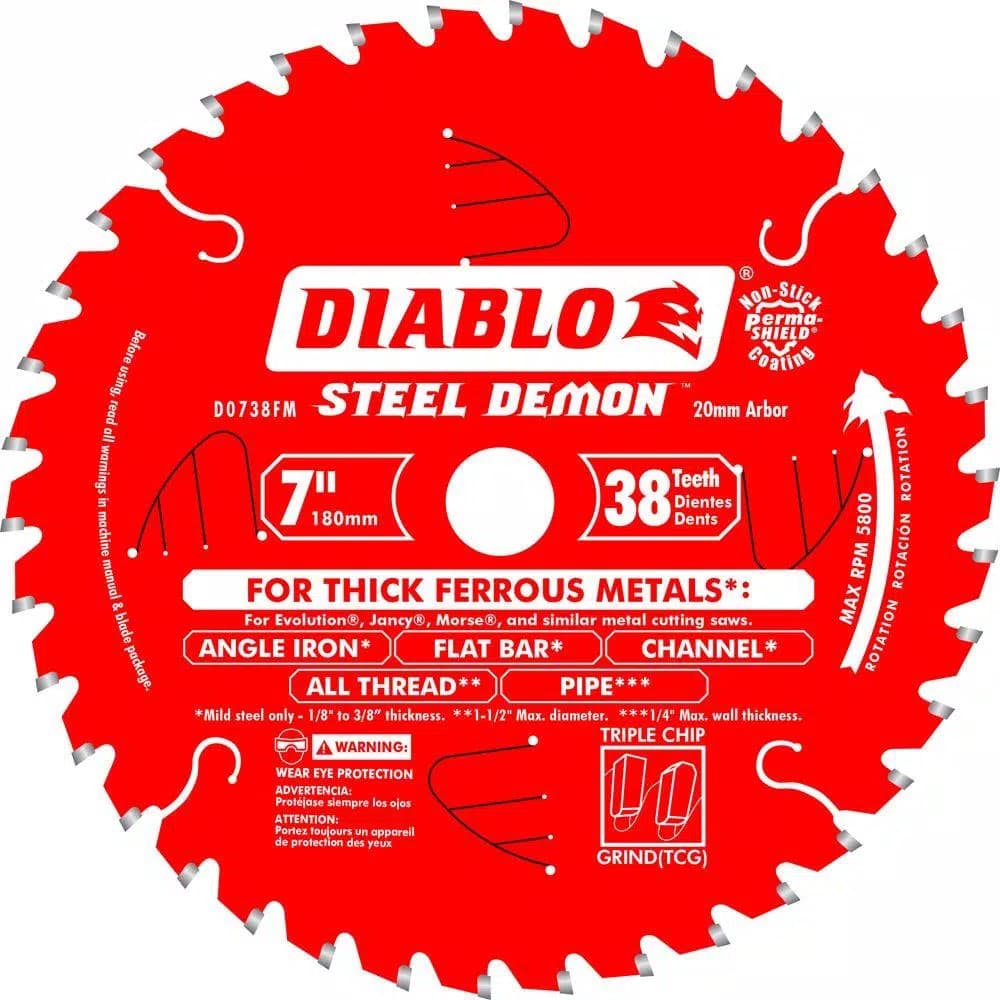 Diablo Steel Demon 7 in. x 38T x 20mm Arbor Carbide Ferrous Metal Cutting Saw Blade