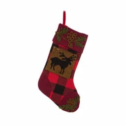 Glitzhome 19 in. Acrylic Plaid Christmas Stockings with Rug Hooked Reindeer and Bear (Set of 2) thumbnail 3