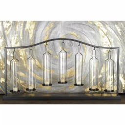 LITTON LANE 19 in. Metallic Black Iron and Clear Glass 7-Light Votive Candle Holder thumbnail 5