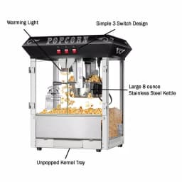 Unbranded 8 oz. Commercial Countertop Popcorn Popper Machine with Storage Cabinet, Black & Stainless Steel thumbnail 3