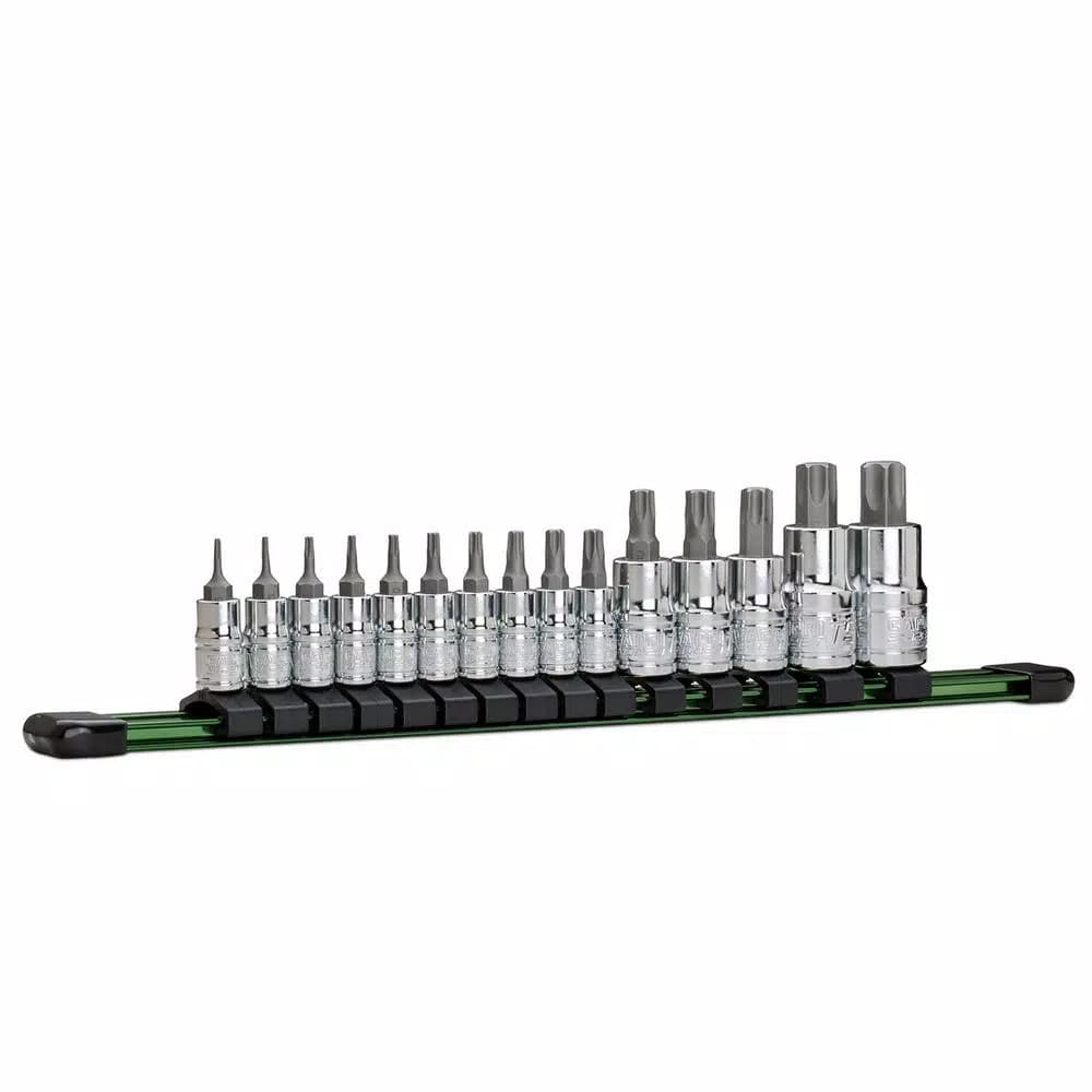 Capri Tools 15-Piece Star Bit Socket Set, S2 Steel Bits & Chrome Vanadium Sockets