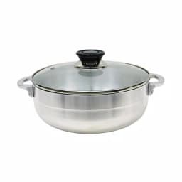 Home Basics Aluminum Satin Nickel Caldero with Glass Lid, 4.33 qt Multi-Pot thumbnail 1