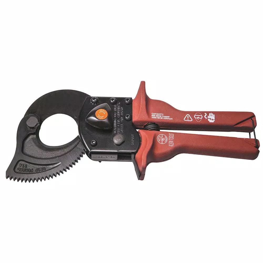 Klein Tools Compact Ratcheting Cable Cutter - High-Leverage Hand Tool for Copper, Aluminum & Communication Cables