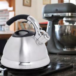 Creative Home Avalon 12-Cup Stainless Steel Whistling Tea Kettle with Lever Pour System, Silver thumbnail 6