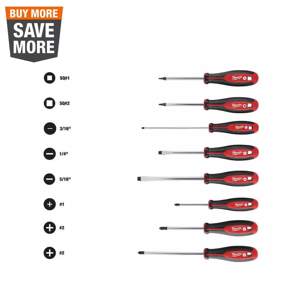 Milwaukee 8-Piece Screwdriver Set with Magnetic Hardened Tips