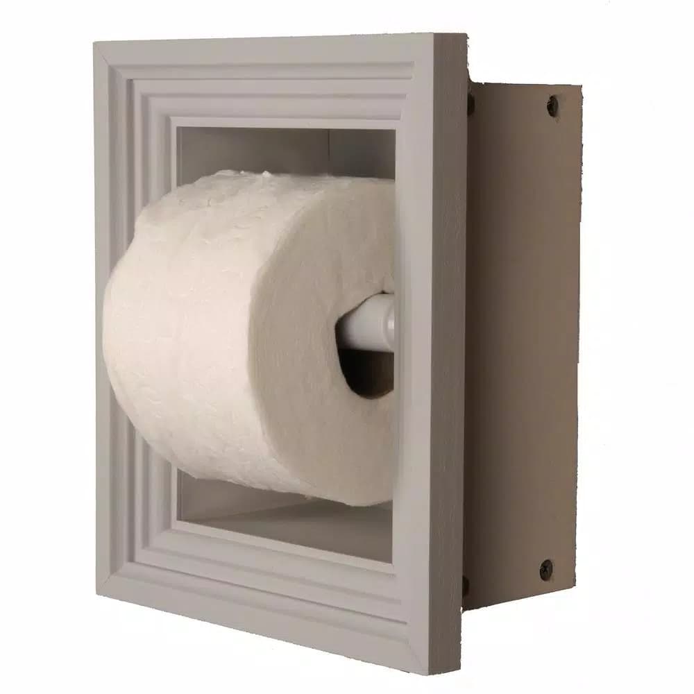 Unbranded Newton Recessed Toilet Paper Holder with Melbourne Frame, Solid Pine, Gray