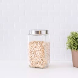 Unbranded 67 oz. X-Large Square Glass Canister with Brushed Stainless Steel Lid thumbnail 2