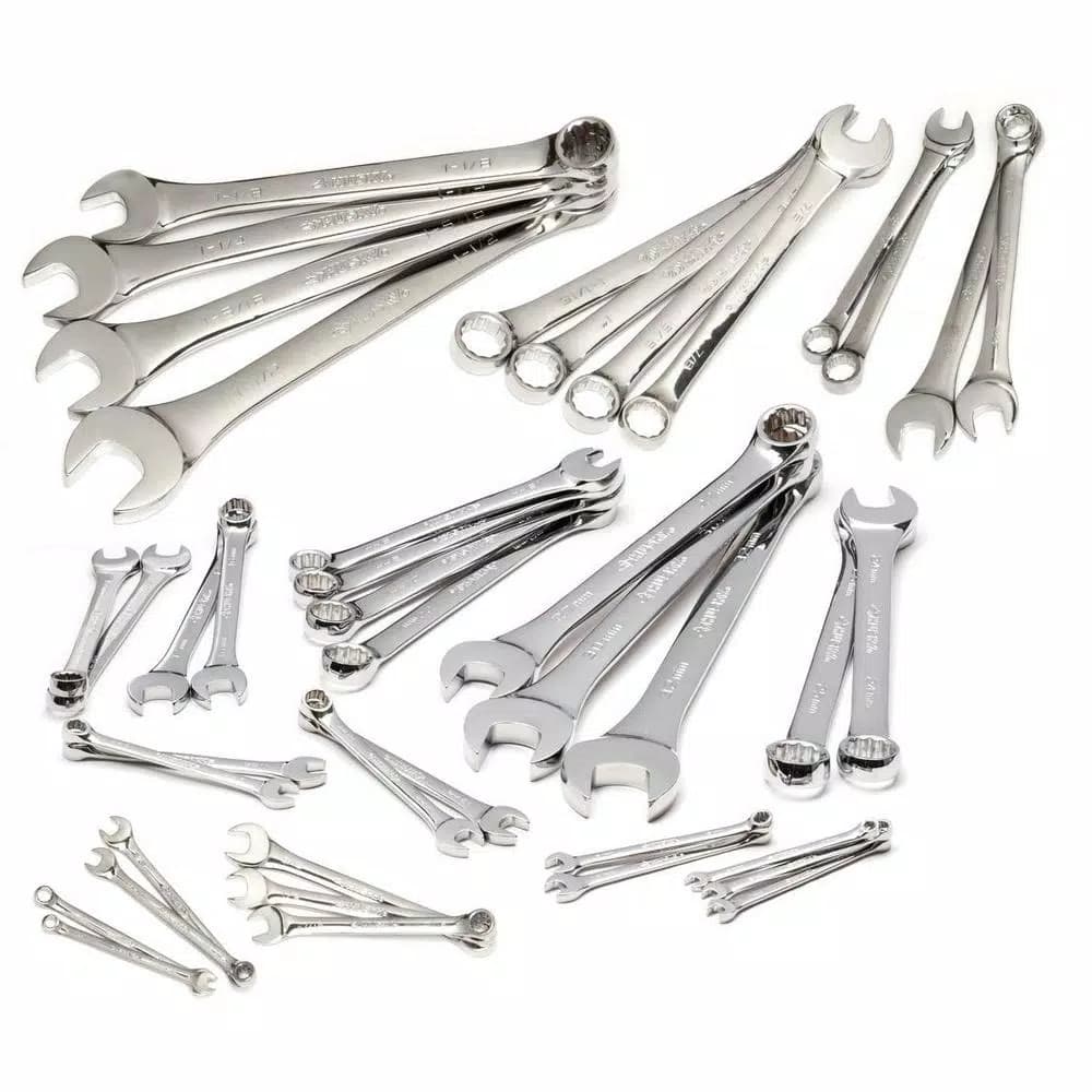 Husky 41-Piece Metric and SAE Combination Wrench Set, Extra-Large Industrial Sizes