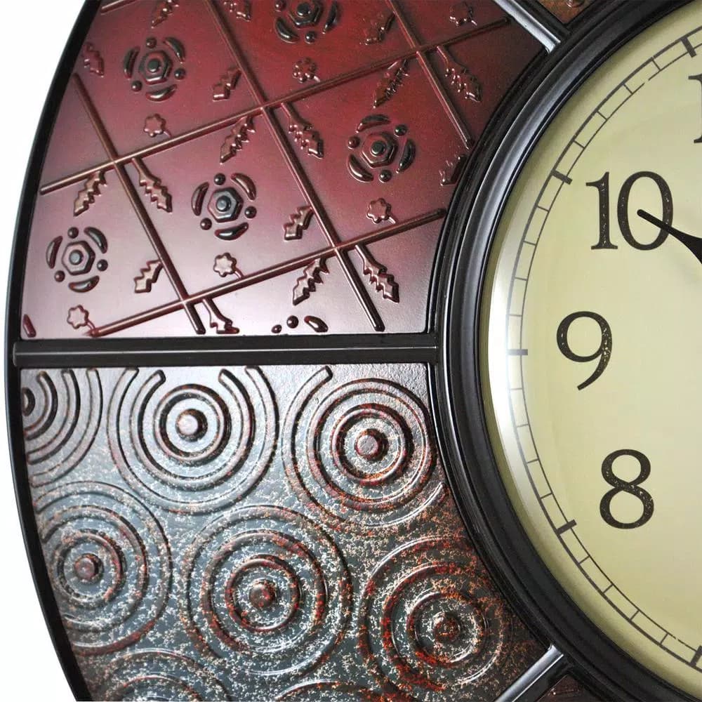 FirsTime 20.5 in. Round Patchwork Wall Clock, Multicolor Modern Quartz Movement