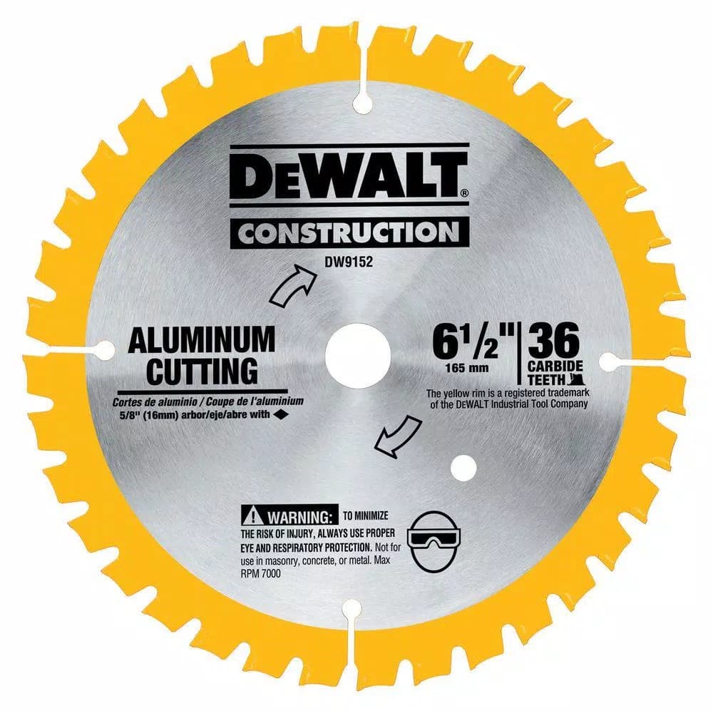 DEWALT 6-1/2 in. 36-Tooth Aluminum Cutting Blade, Carbide Tipped