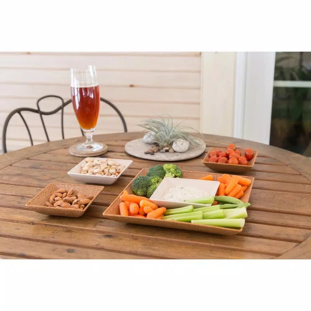 Unbranded EVO Sustainable Goods Wood-Plastic Composite Serving & Snack Set, 5-Piece Light Brown
