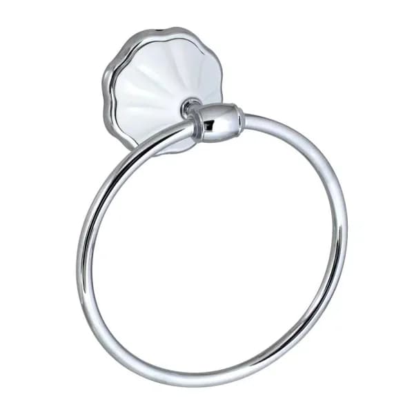 MODONA FLORA Towel Ring - White Porcelain and Polished Chrome Hand Towel Holder