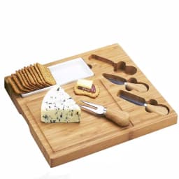Unbranded Picnic at Ascot Celtic Bamboo Cheese Board Set with Ceramic Dish and 3 Stainless Steel Tools thumbnail 4