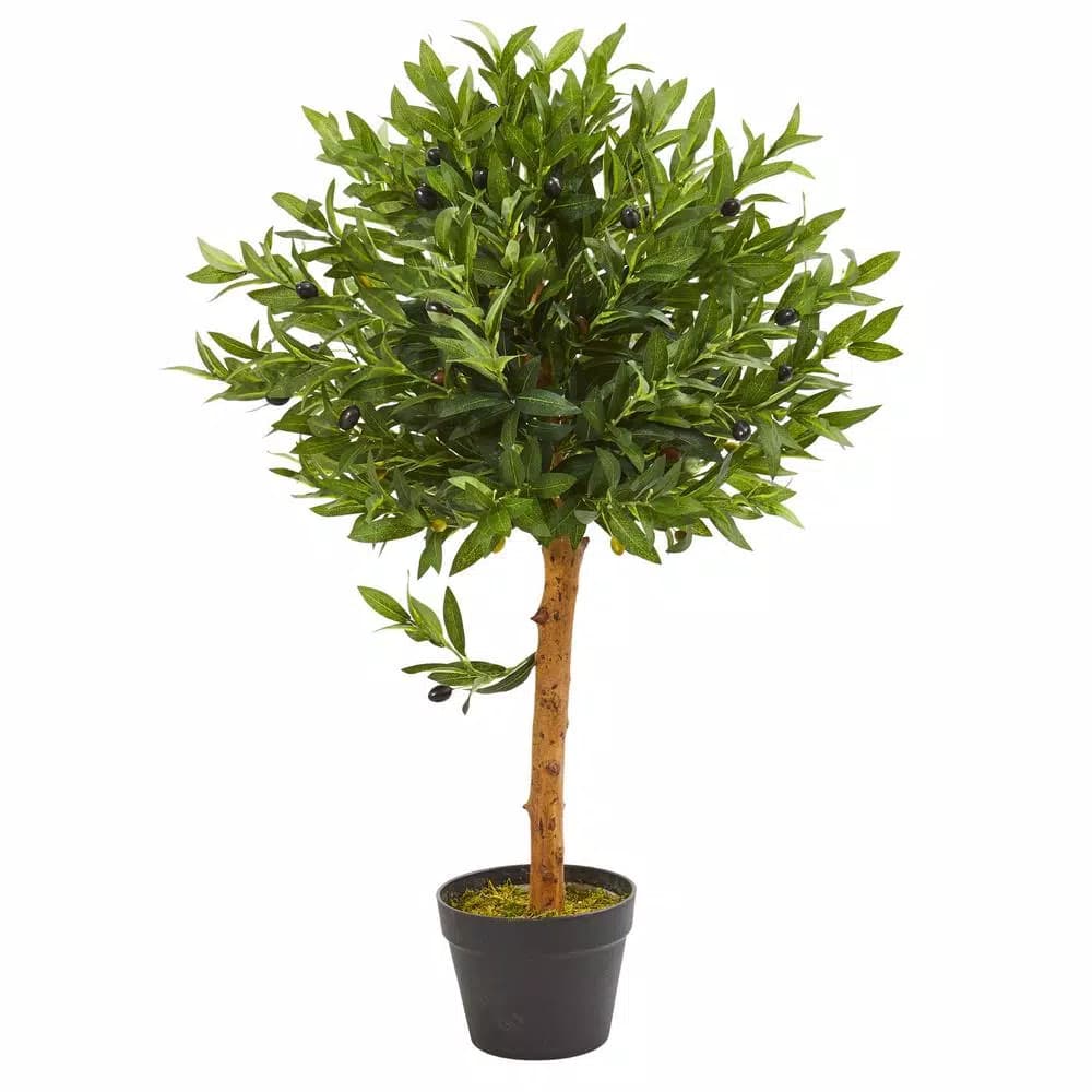 Nearly Natural 34 in. Artificial Olive Topiary Tree - UV Resistant Indoor/Outdoor Greenery