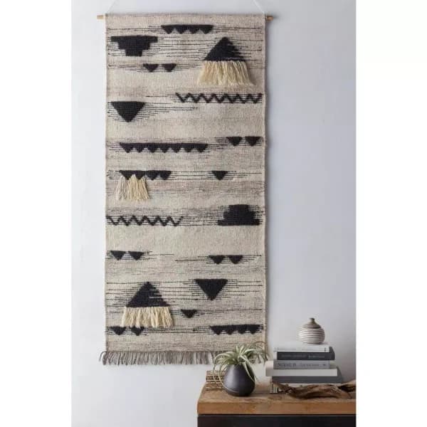 Artistic Weavers Usera 30 in. x 60 in. Cream Tapestry Wall Hanging, Hand Woven Bohemian Decor
