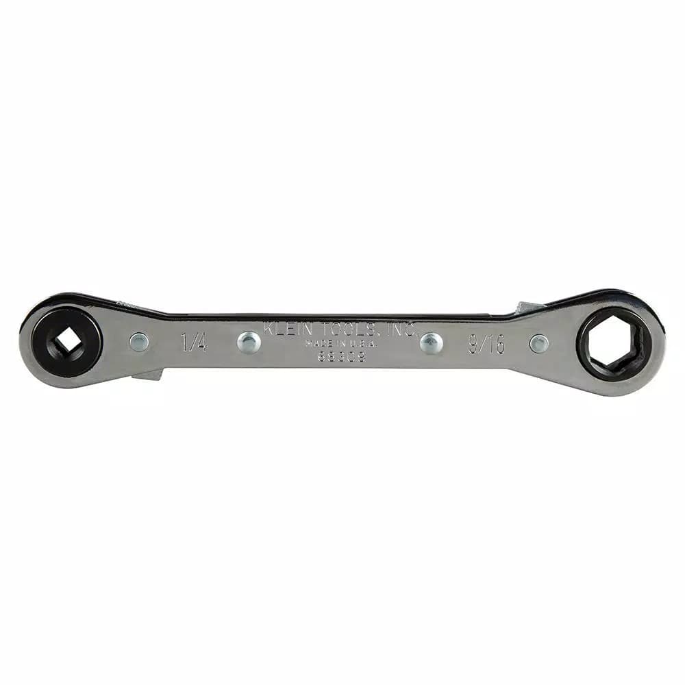 Klein Tools Ratcheting Refrigeration Wrench, 3/16 in. & 1/4 in. Square x 1/2 in. & 9/16 in. Hex