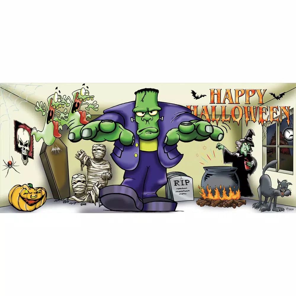 My Door Decor Frank and Friends 7 ft. x 16 ft. Halloween Garage Door Decor Mural