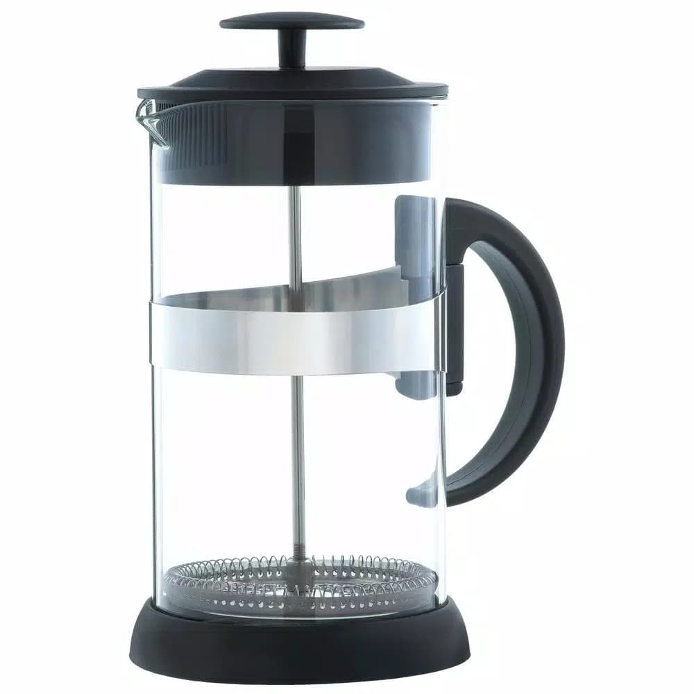 GROSCHE Zurich 3-Cup French Press, 24 oz Borosilicate Glass Coffee and Tea Maker, Black