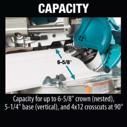 Makita 10 in. Dual-Bevel Sliding Compound Miter Saw X2 LXT Brushless Cordless with Laser and 5.0 Ah Batteries thumbnail 9