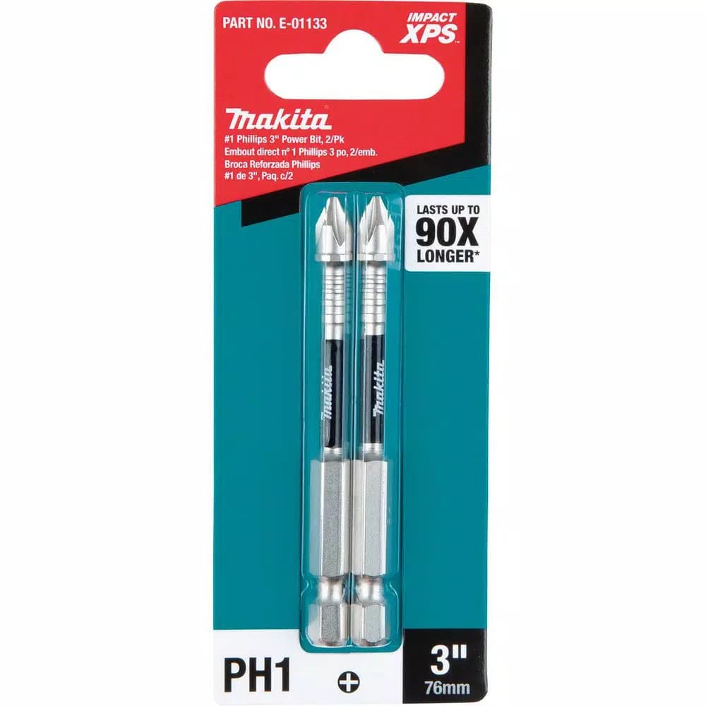 Makita ImpactXPS #1 Phillips 3 in. Power Bits, 2-Pack