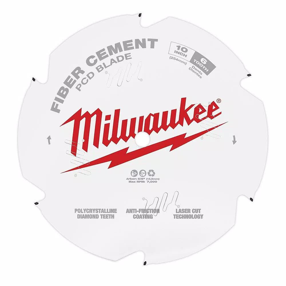 Milwaukee 10 in. 6-Tooth PCD Tipped Fiber Cement Circular Saw Blade