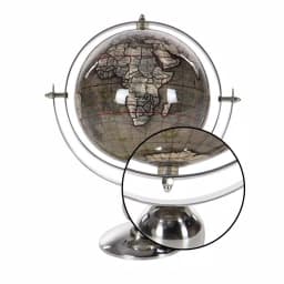 LITTON LANE Modern Reflections 11 in. Decorative Globe with Stainless Steel Stand, Brown and White thumbnail 3