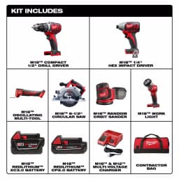 Milwaukee M18 18V Lithium-Ion Cordless 6-Tool Combo Kit with 2 Batteries and Charger thumbnail 2