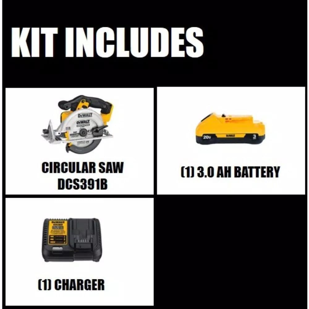DEWALT 20V MAX Cordless 6-1/2 in. Circular Saw Kit with 3.0 Ah Battery and Charger