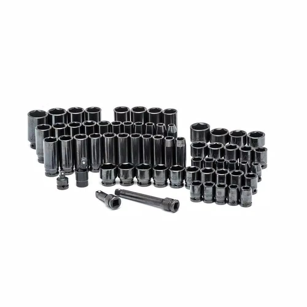 Husky 64-Piece 1/2 in. Drive SAE and Metric Impact Socket Set