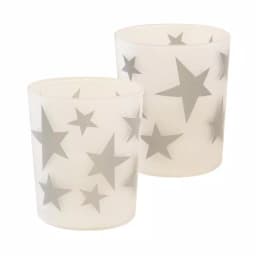 LUMABASE Silver Stars Frosted Glass LED Battery Operated Candles, 2-Count thumbnail 1