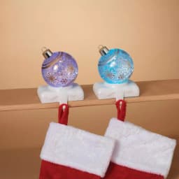 Unbranded 7.75 in. Battery Operated LED Glass Stocking Holders, Set of 2 thumbnail 3