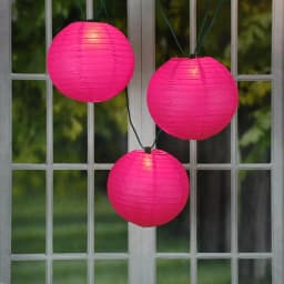 LUMABASE 10 in. 10-Light Fuchsia Paper Lantern String Lights, 30 ft. Warm Incandescent thumbnail 2