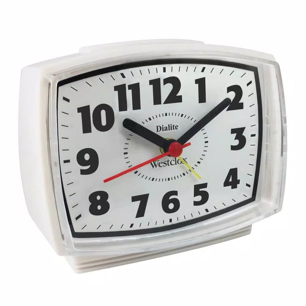 Westclox Electric Analog Alarm Clock with Snooze Function, Classic White