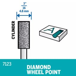 Dremel 3/16 in. Diamond Wheel Cylinder Point Rotary Accessory for Wood, Ceramic, Glass & Hardened Steel thumbnail 3